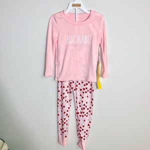 Rae Dunn Kids Christmas Pajamas ADORABLE w/ HEARTS 5T